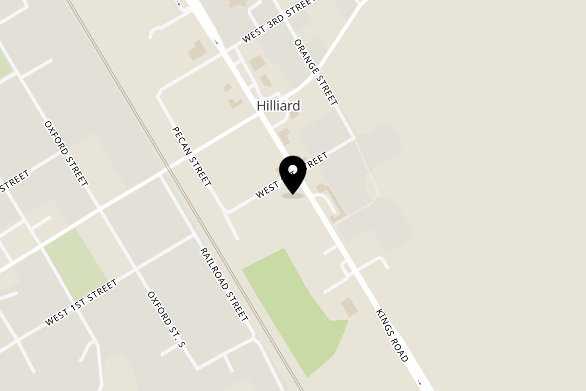 Map showing the location of Spinners Pizza & Pasta on 37605 W 1st St #2705 in Hilliard